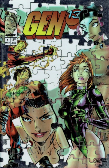 Cover #1N (Puzzle Cover) - The jigsaw imagery is made up of art contained within the comic issue.